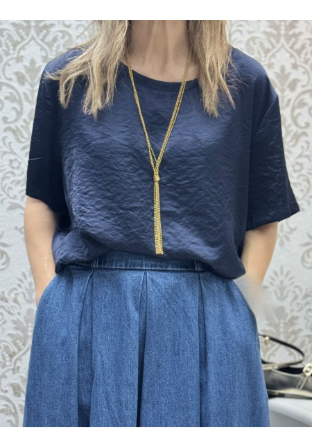 Blusa over satén marino