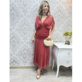 Vestido fruncido tul