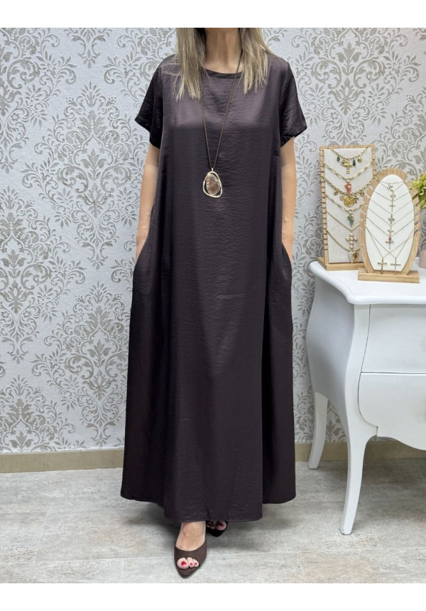 Vestido saten m-c choco