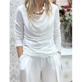 Jersey drapeado fino encaje 