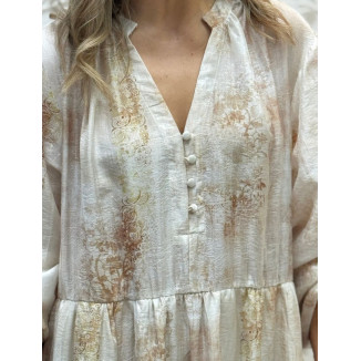 Vestido beige estampado