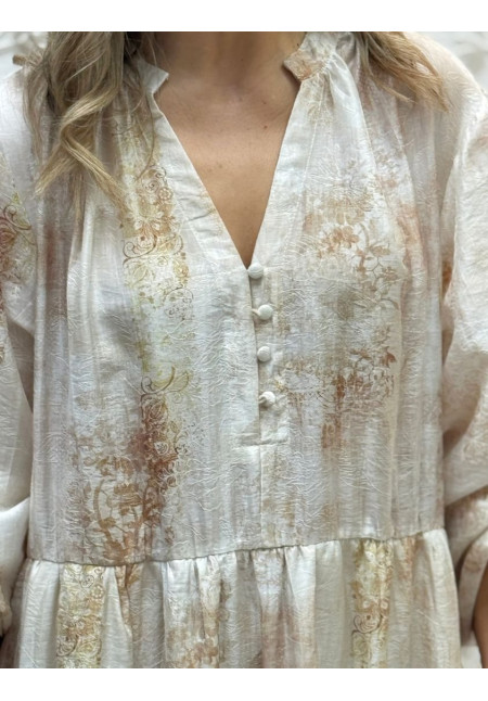 Vestido beige estampado
