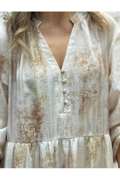 Vestido beige estampado