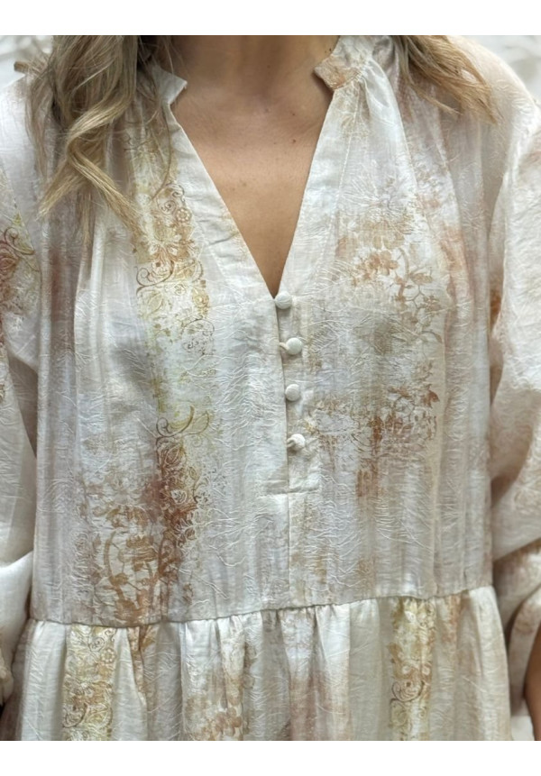 Vestido beige estampado