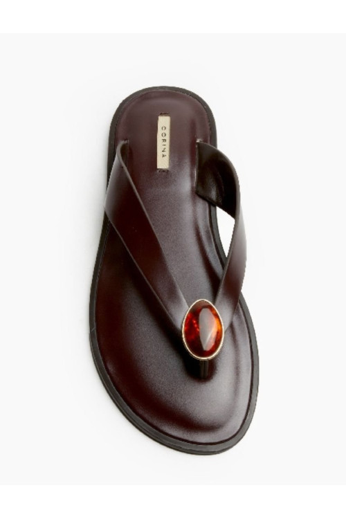 Sandalia dedo abalorio burdeos