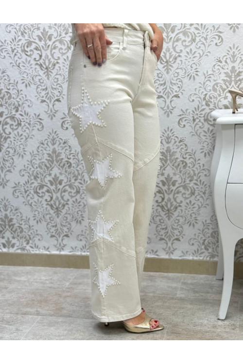 Vaquero estrellas blancas perlas