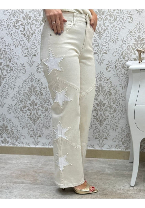 Vaquero estrellas blancas perlas