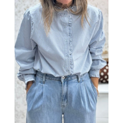 camisa leña celeste