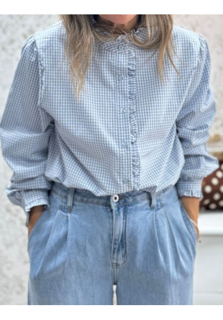 camisa leña celeste