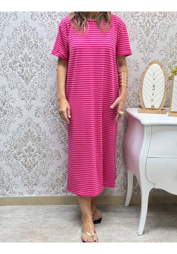 Vestido algodón raya fina