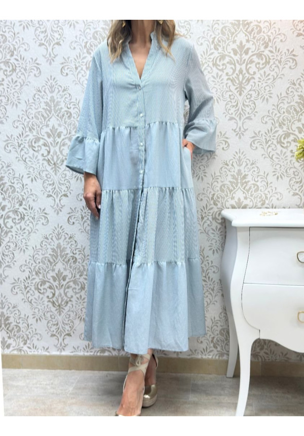 Camisero cortes rayas aqua
