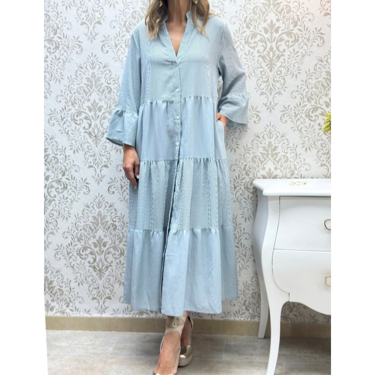 Camisero cortes rayas aqua