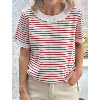 Camiseta rayas roja m-c