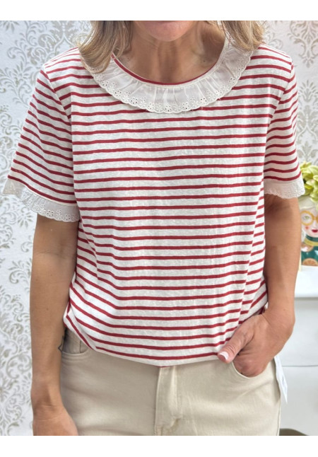 Camiseta rayas roja m-c