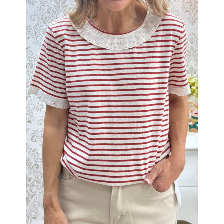 Camiseta rayas roja m-c