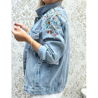 Chaqueta vaquera abalorios colors