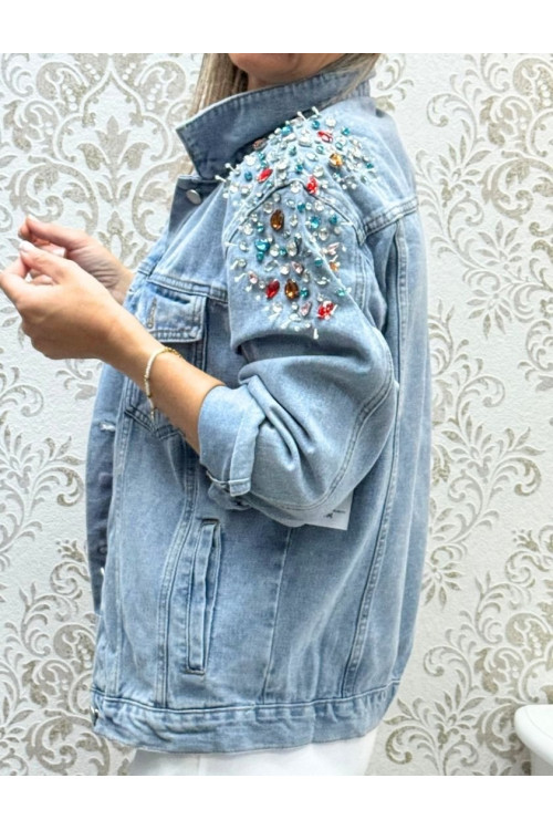 Chaqueta vaquera abalorios colors