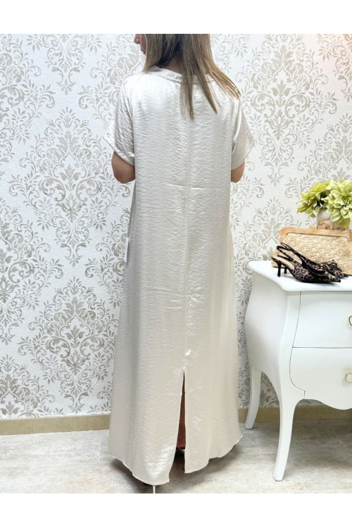 Vestido saten m-c beige