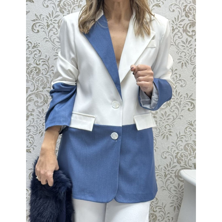 Blazer mix denim blanco