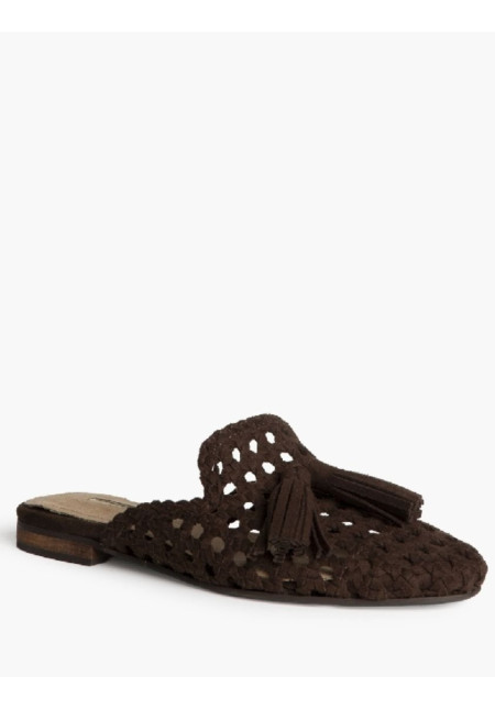 Mule calado borlón choco