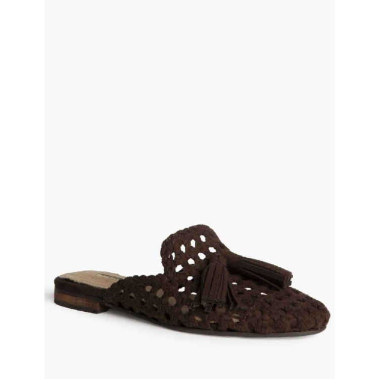 Mule calado borlón choco